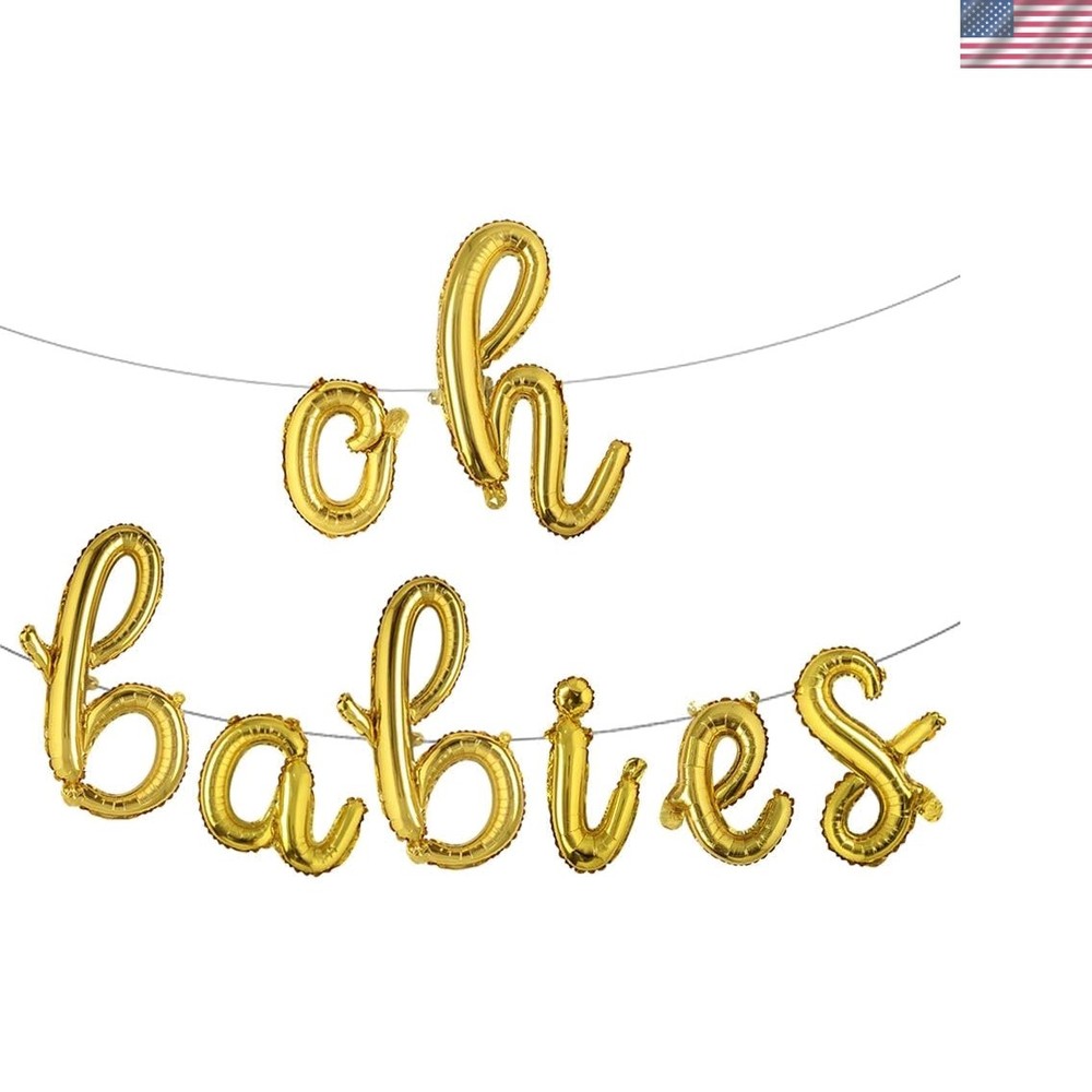 Customizable 16-Inch ‘Oh Babies’ Aluminum Foil Balloon Banner for Celebrations