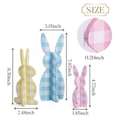 Wooden Easter Bunny Decor Table Centerpiece Tiered Tray Home 58 Inch 3 PCS