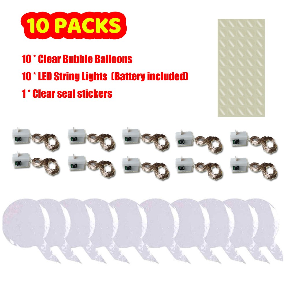 20″ LED Light Up BoBo Balloons Clear Bubble Balloon Party Birthday Wedding Decor