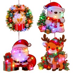 4Pack Plastic Christmas LED Hanging Ornaments With Shatterproof Design For