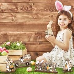 6 Pcs Easter Table Signs Wooden Rustic Happy Easter Table Centerpiece Farmhou…