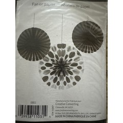 Creative Converting Paper Folding Fans Black White Hanging Party Decor 6 Fans