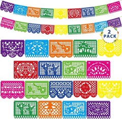 36 FT Cinco De Mayo Decorations, 2 Pack Mexican Party Banner, Plastic Fiesta Ban