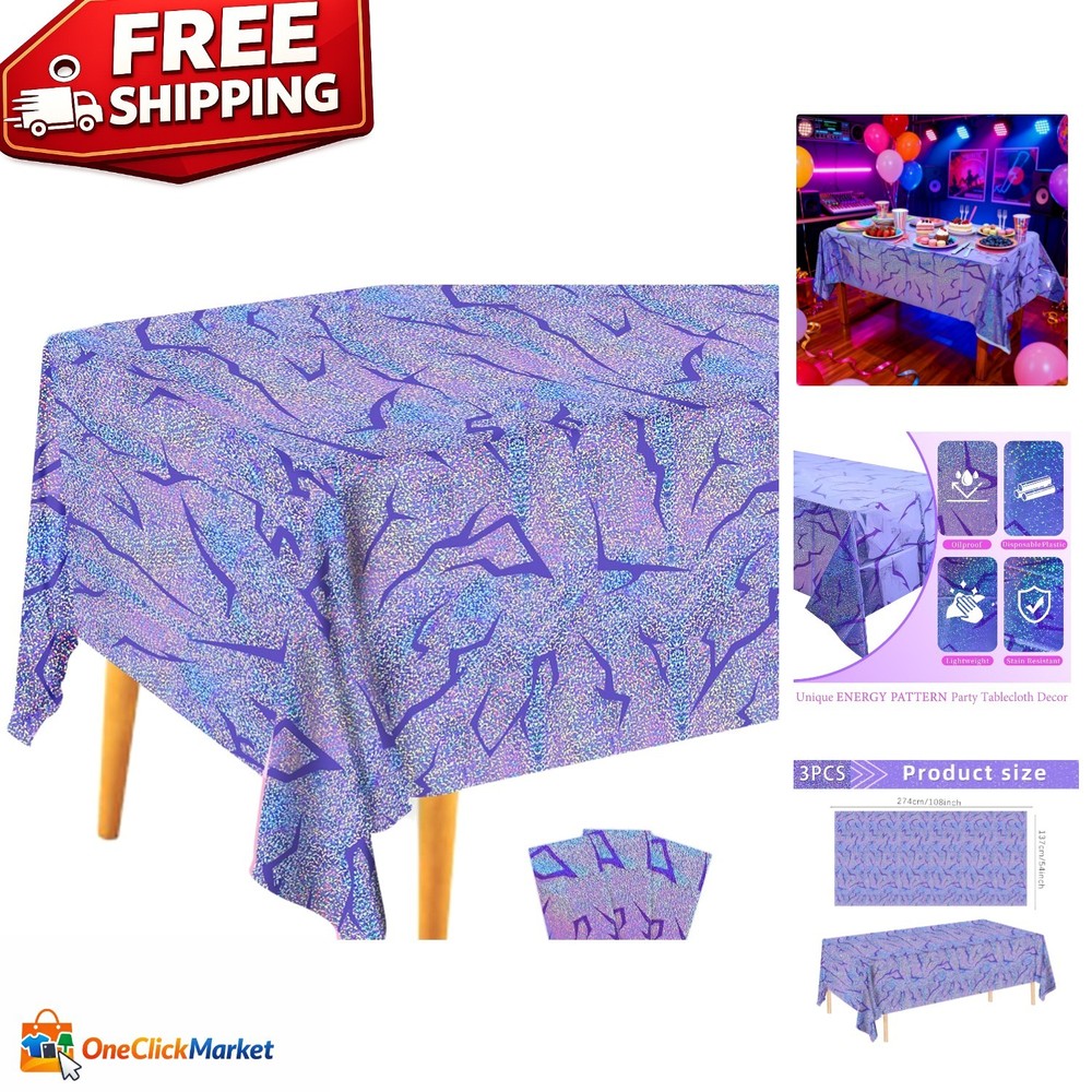 Vibrant Holographic Demon Energy Tablecovers – 3 Pack for Kids’ Celebrations