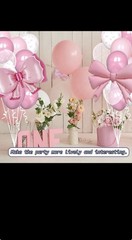 Bow Theme Decor Party Balloons, Light Pastel Pink Clear White Confetti Balloo…