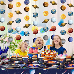 8 Pieces Space Hanging Decorations Solar System Planets Paper Garlands Outer Spa