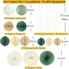 Sage Green Happy Birthday Decorations for Women, Pre-Strung Happy Birthday Banne