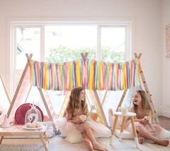 Pastel Rainbow Ribbon Tassel Garland Colorful Fabric Banner