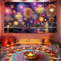 72×44″ XL Happy New Year Banner|Fireworks Happy New Year 2026 Banner – New Years