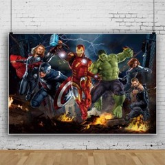 Super Hero Avengers Backdrop Kids Birthday Party Photo Booth Background Banner