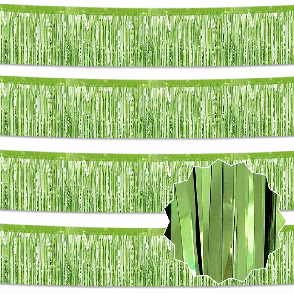 4 Pack 10 Ft Light Green Foil Fringe Garland Metallic Streamers Tinsel Banner…