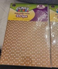 Lot/2pc teacher resources TCR 77337 CLINGY THINGIES GOLD POLKA DOTS STRIPS 18 pc