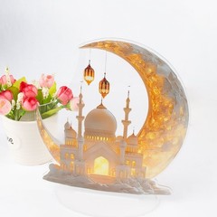 Ramadan Festival 2D Acrylic Moon Ornament Eid Al-fitr Mubarak Decoration JQ
