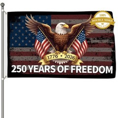 250th Anniversary Flag 3×5 Ft Double Sided 3 Ply Patriotic Eagle 250 Years Freed