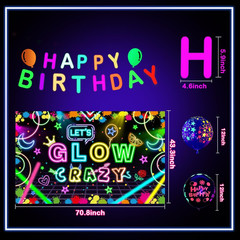 Neon Glow Party Decorations Supplies Include Neon Let’S Glow Backdrop Glow in th