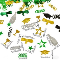 1000 PCS Green Gold Black Graduation Confetti Class 2026 Table Centerpiece