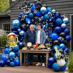 Pinbra Navy Blue Black Balloon Garland Double Stuffed Dark Royal Blue Balloon