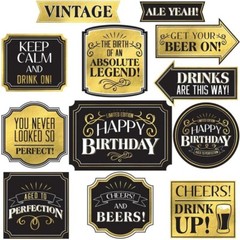 OVER THE HILL ‘Better With Age’ CUTOUTS (12pc) Get Your Beers On! Party Decor