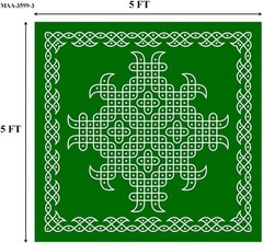 South Indian Kolam Backdrop Cloth 5×5 ft Green Rangoli Pooja Decor