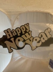12 Pair Black and Silver Card Stock Paper Happy New Year Eyeglasses (NEW)