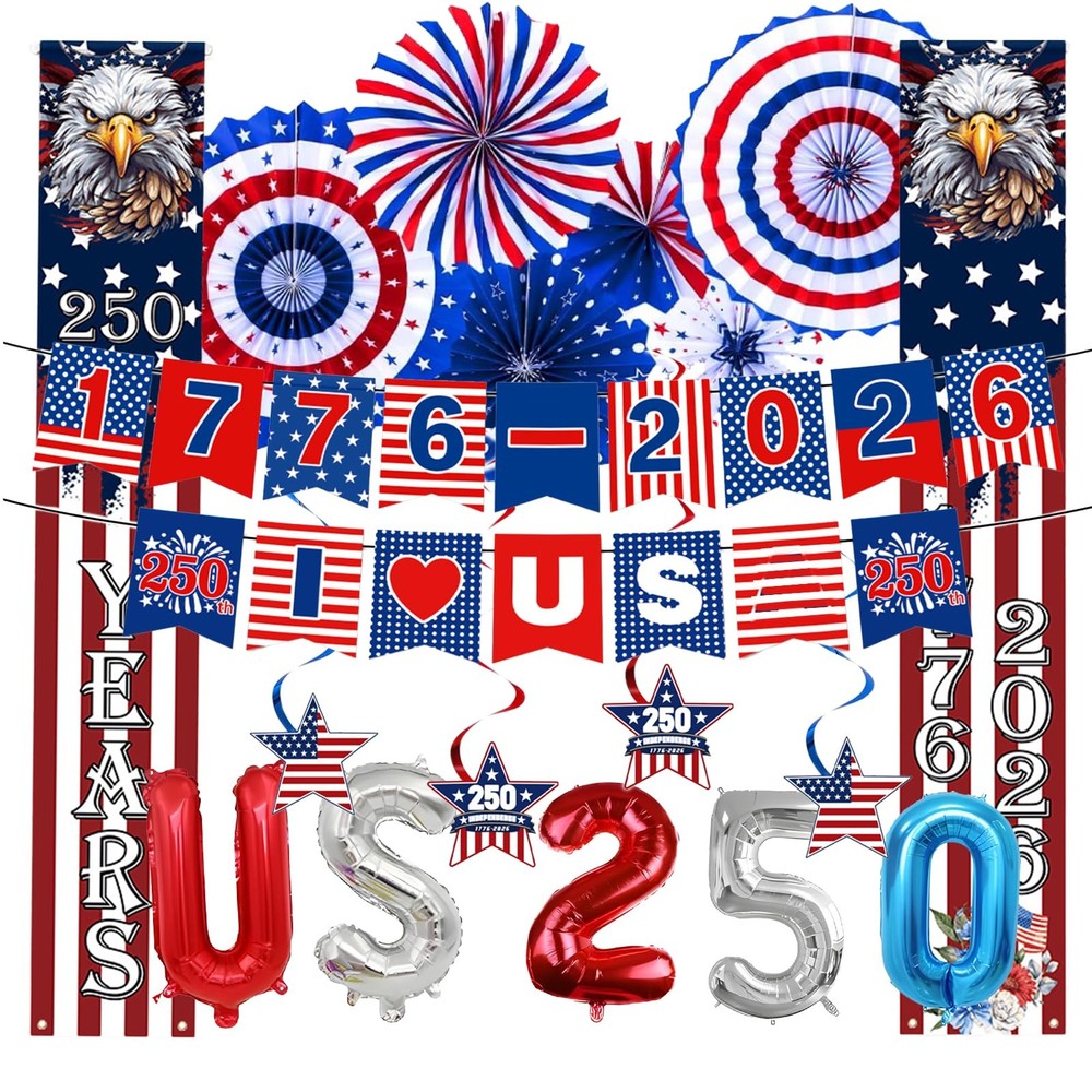 Generic Us 250Th Anniversary Decorations Set 4Th Of July Decoration Red White