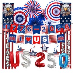 Generic Us 250Th Anniversary Decorations Set 4Th Of July Decoration Red White