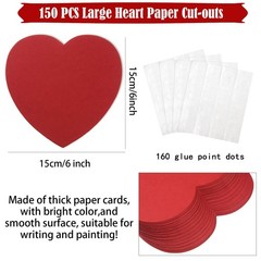 150 Pcs Large Heart Paper Cutouts Red Shapes Cardstock Valentines Day Decor