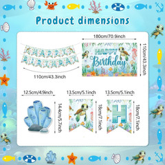 Sea Turtle Birthday Decorations Include Happy Birthday Banner, Backdrop, Hanging