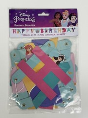 Disney Princess Birthday Banner Ariel Belle Cinderella Moana Snow White Lot Of 4