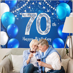 6x4ft Happy 70th Birthday Banner Backdrop – 70 Years Old Birthday Decorations Pa