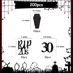 Rip to My 20s Birthday Decorations, 200 Pcs Rip Twenties Confetti, Black 30th…