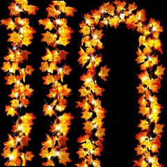 Timer&3 Pack – 30Ft Fall Decor Fall Garland with Lights Fall Decorations for