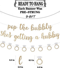 Pre-Strung Pop the Bubbly She’s Getting a Hubby Banner,Funny Bachelorette Party