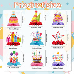 Happy Birthday Decorations 9 Pcs Table Centerpieces,Colorful Birthday Party Supp