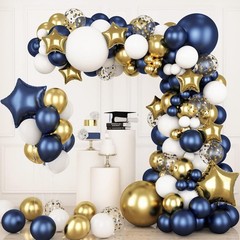 176PCS NAVY BLUE & GOLD WITH STAR BALLOON GARLAND