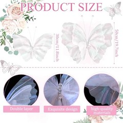 6 Pcs Giant Artificial Butterfly Party Decorations 20 Inch White Classic Style