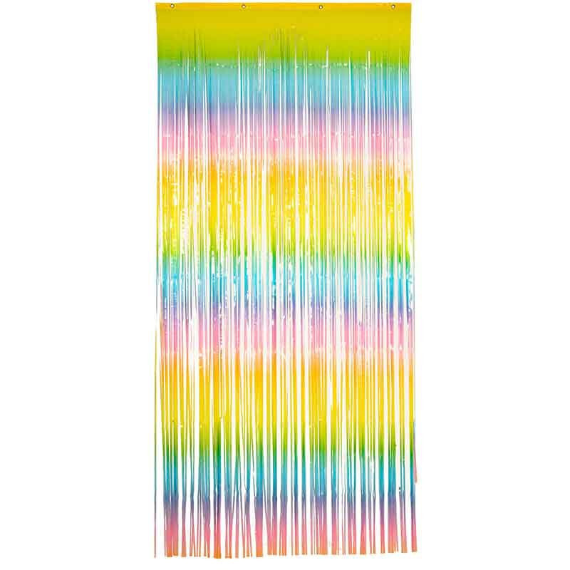 Pastel Rainbow Stripe Foil Door Curtain Pride Party Decoration Brand New