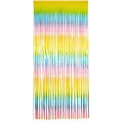 Pastel Rainbow Stripe Foil Door Curtain Pride Party Decoration Brand New