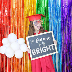 Rainbow Foil Fringe Curtains, 2 Pack Rainbow Birthday Decorations 3.3X6.6Ft Tins