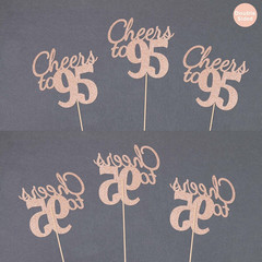 Cheers to 95, 10 Pack Double-Sided Rose Gold Glitter 95th Birthday Centerpieces