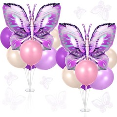 2 Sets Butterfly Party Decorations Table Centerpiece Balloon Stand Kit with L…