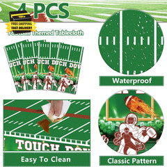 4Pcs Football Tablecloths, Rectangular Birthday Decorations Table Covers, Dispos