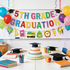 5Th Grade Graduation Decorations Banner, Elementary Graduation Party Decor, Colo