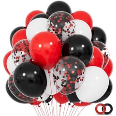 68Pcs Red Black White Latex Balloons 12 Inch with Black Red Confetti Balloons…