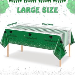 Modern Graduation Table Covers, 3 Pack Green & Black, Perfect for Parties 108×54