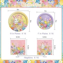 Whimsical Easter Celebration Kit for 16 – Includes Dinner and Dessert Plates