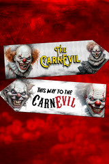 4 Horror Clown Halloween ‘CarnEvil’ Party Decoration Arrow Signs