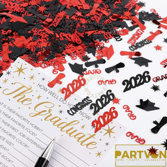 Graduation Confetti 2026, Black Red Decor Graduation Party Supplies, Class of 20