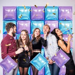 Blue and Purple Square Foil Balloon Wall,19 Inches Double Sided Chrome Square Ba