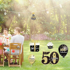 Happy 50Th Birthday Yard Sign with Stakes Black Gold 50 Birthday Sign Decoration
